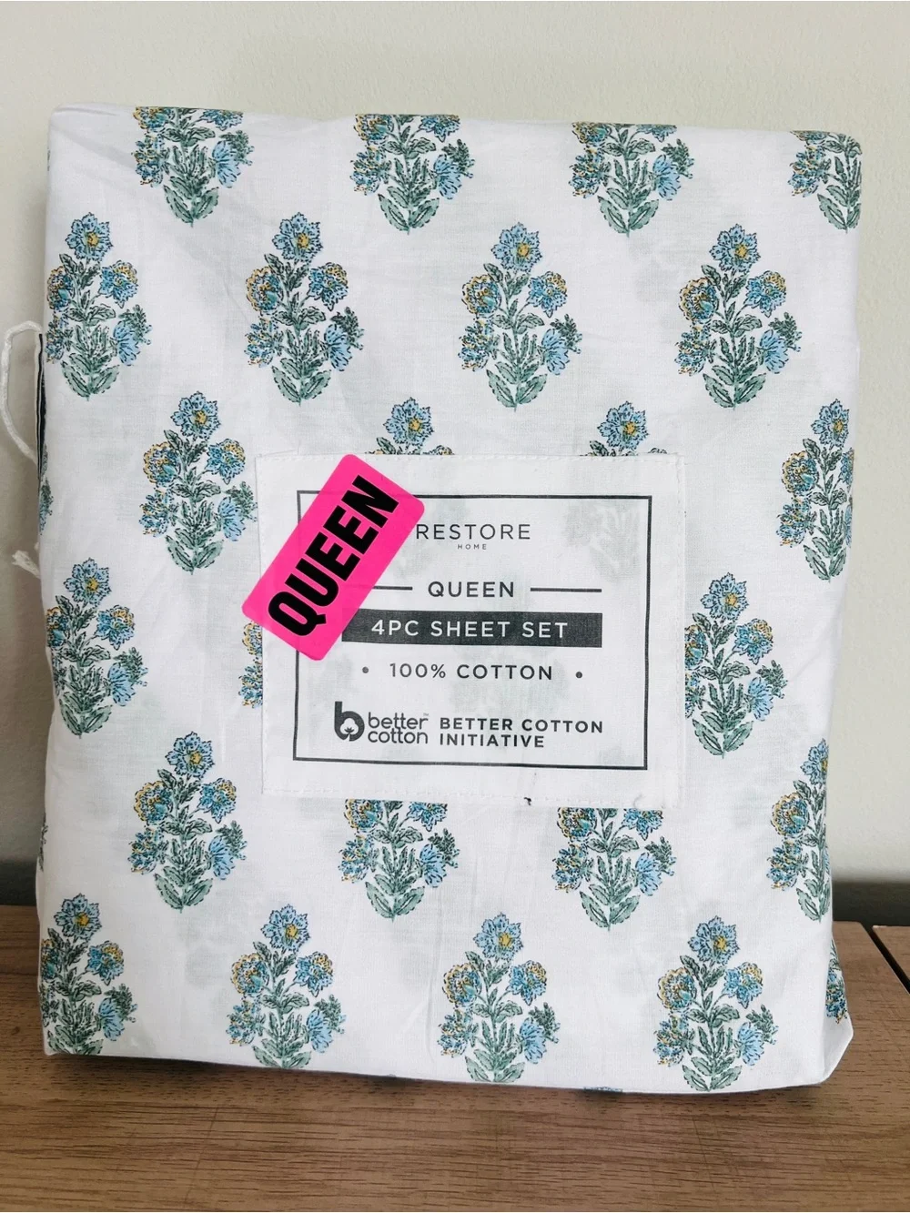 Restore Home 100% Cotton floral  QUEEN Size Sheet Set
